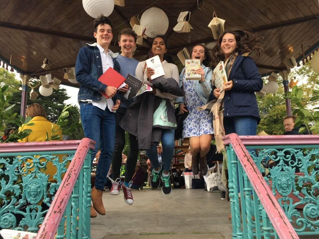 eastbourne college academic departments english pupils jumping with books