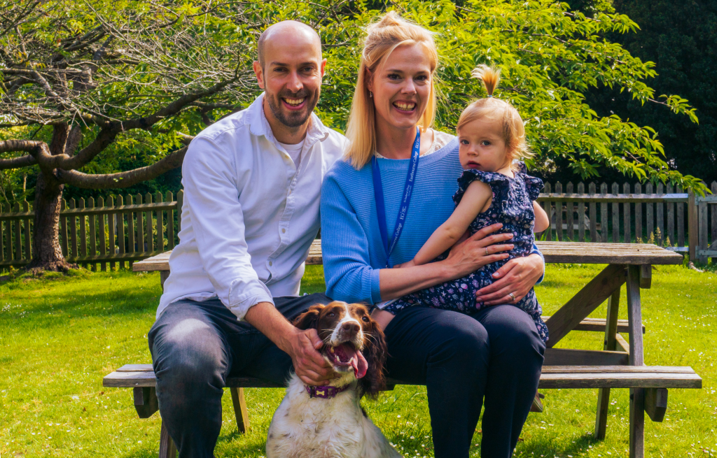 carla whiddett-adams and family in school house garden