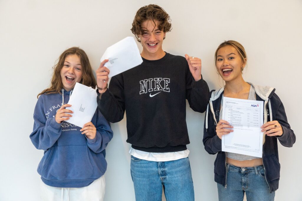 Pupils celebrating exam results